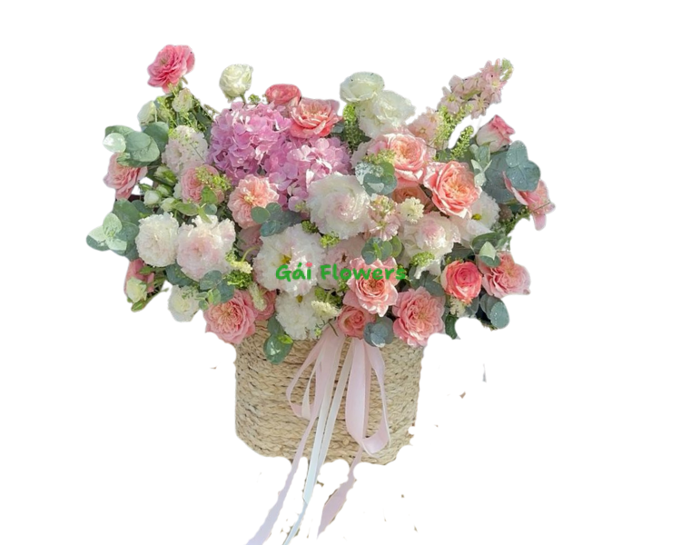 GIỎ HOA CÁT TƯỜNG-HOA HỒNG